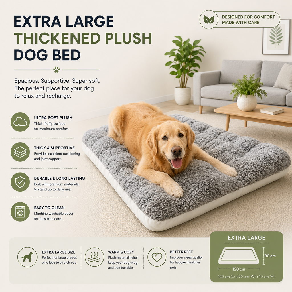 Extra Large Thickened Plush Dog Bed