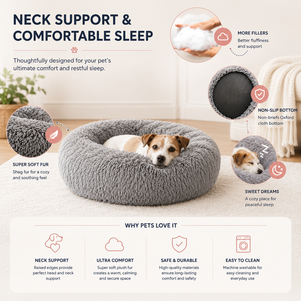 Washable Pillow Bed