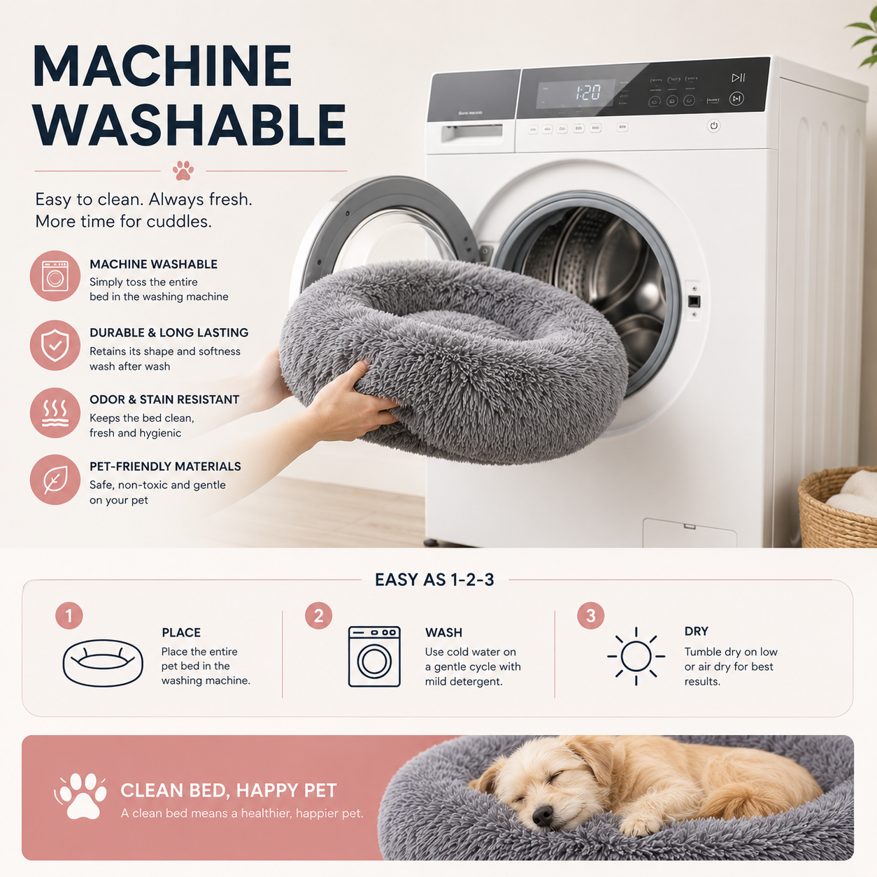 Washable Pillow Bed